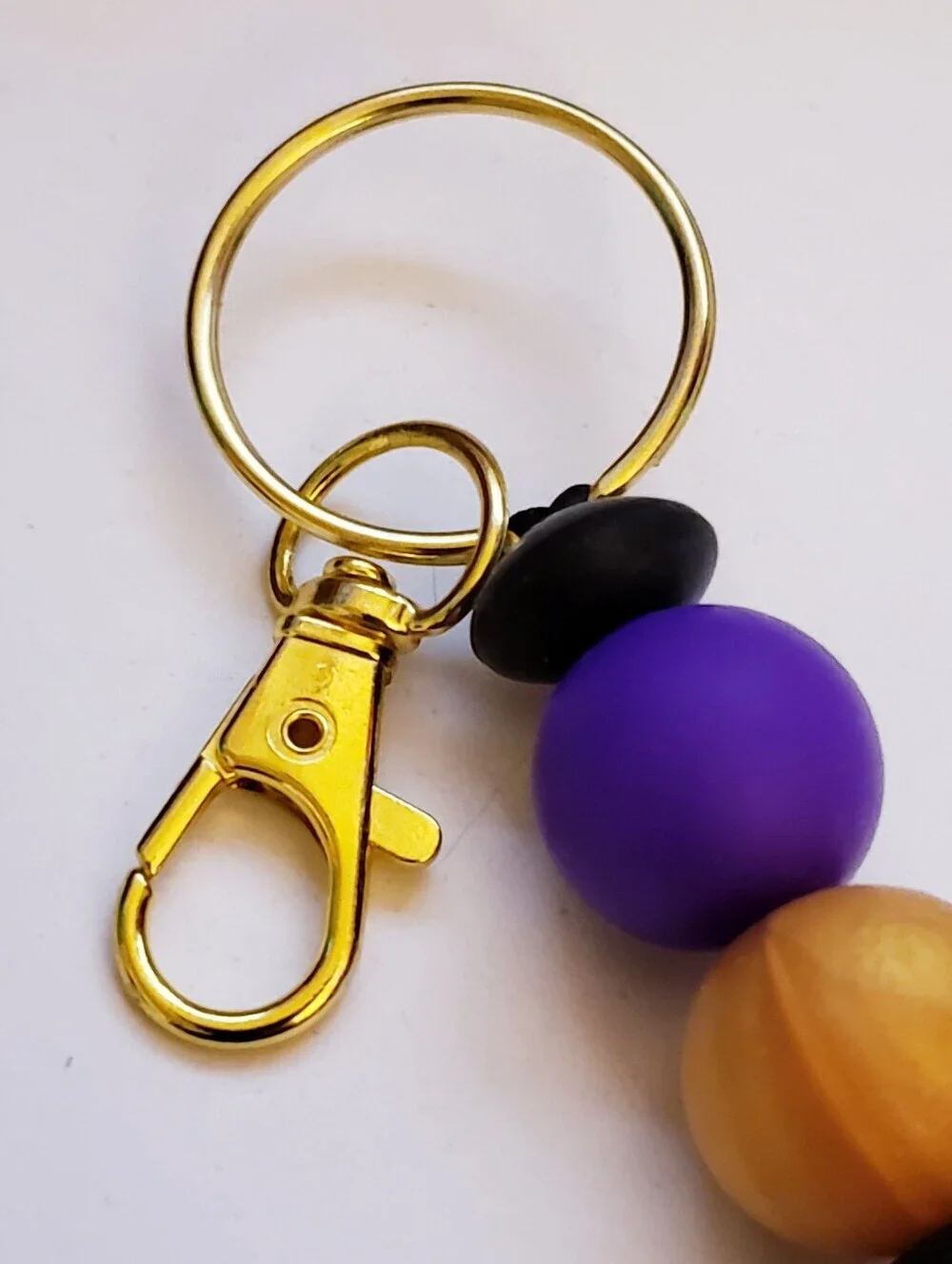 Handmade Ravens Beaded Silicone Focal Bead Keychain